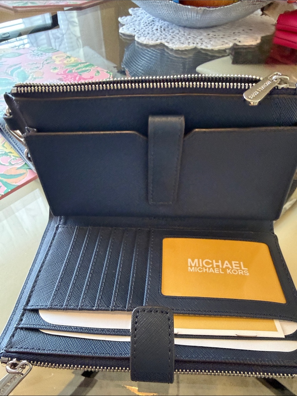 Michael Kors Black Saffiano Leather Wristlet with Gold Logo - Picture 3 of 3